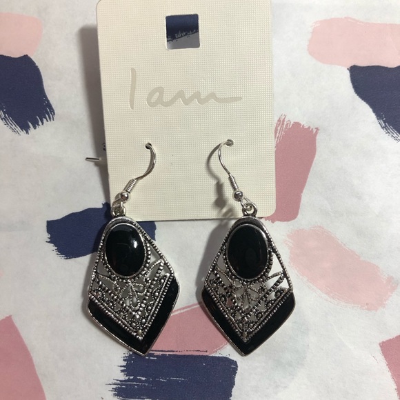 I am Jewelry - Black and Silver Dangle Earrings